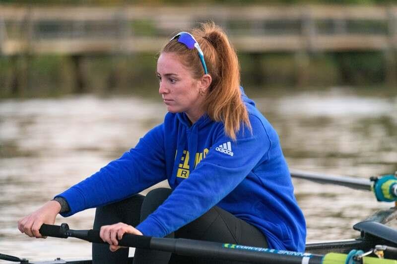 Julia Rothstein focuses while rowing.